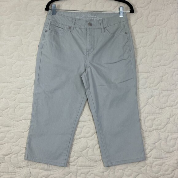 Gloria Vanderbilt Capris 2 LOT Teal Blue and Taupe Size 6 - Picture 4 of 12